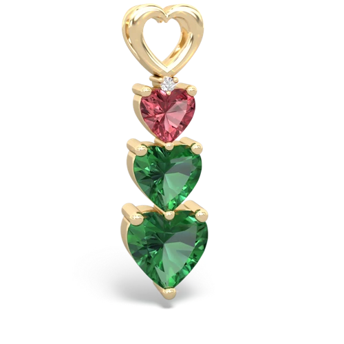 Pink Tourmaline Genuine Pink Tourmaline with Lab Created Emerald and  Past Present Future pendant Pendant