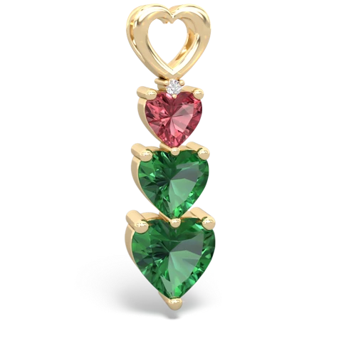 Pink Tourmaline Genuine Pink Tourmaline with Lab Created Emerald and Genuine Swiss Blue Topaz Past Present Future pendant Pendant