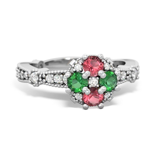 tourmaline-lab emerald art deco engagement ring