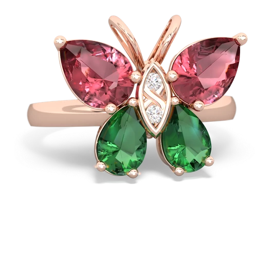 tourmaline-lab emerald butterfly ring