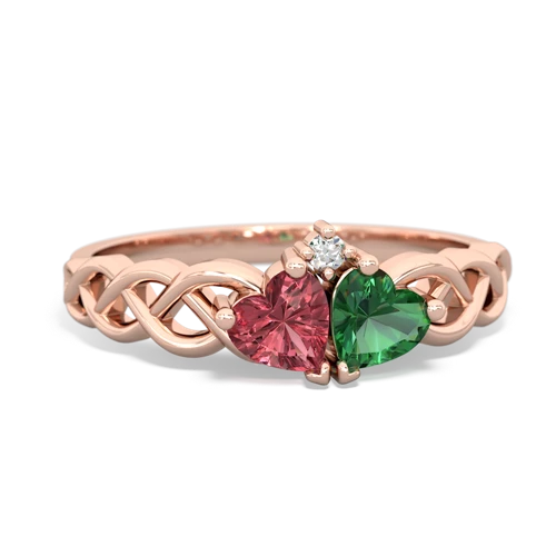 tourmaline-lab emerald celtic braid ring