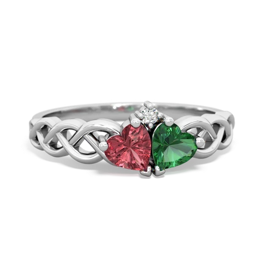 tourmaline-lab emerald celtic braid ring