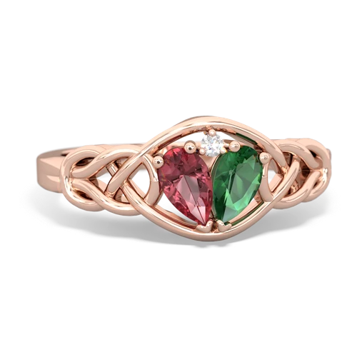 tourmaline-lab emerald celtic knot ring