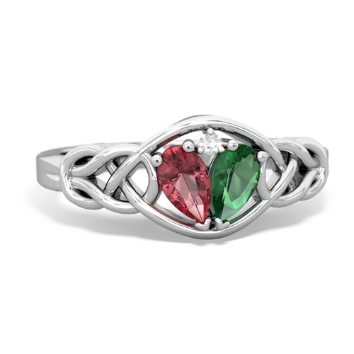 tourmaline-lab emerald celtic knot ring