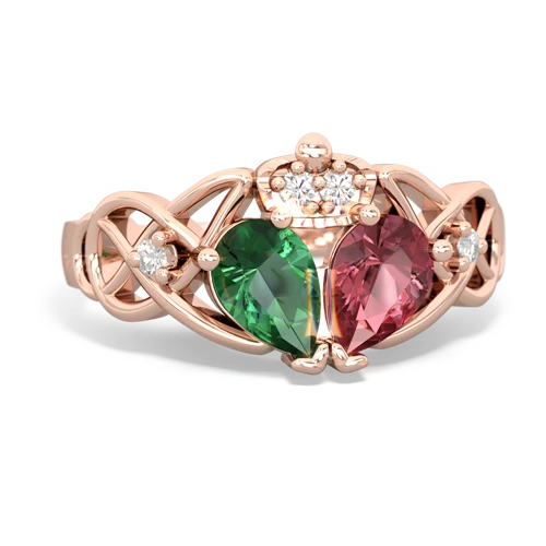 tourmaline-lab emerald claddagh ring