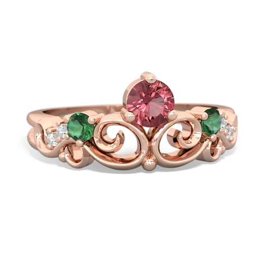 Pink Tourmaline Genuine Pink Tourmaline with Lab Created Emerald and Genuine Citrine Crown Keepsake ring Ring