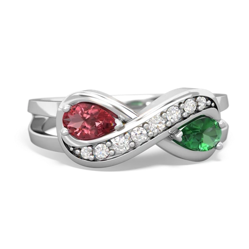 tourmaline-lab emerald diamond infinity ring