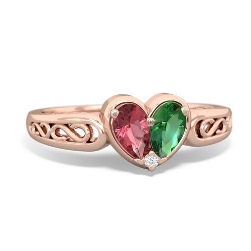 tourmaline-lab emerald filligree ring