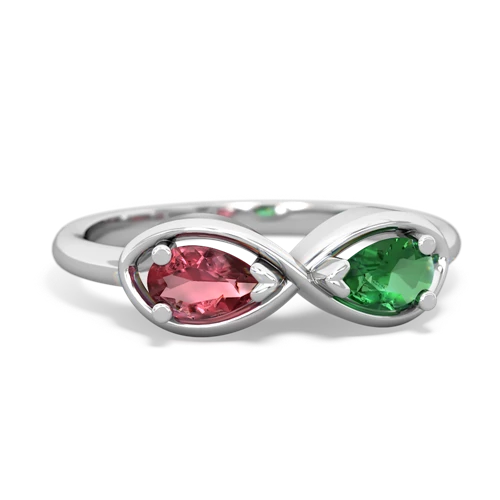 tourmaline-lab emerald infinity ring