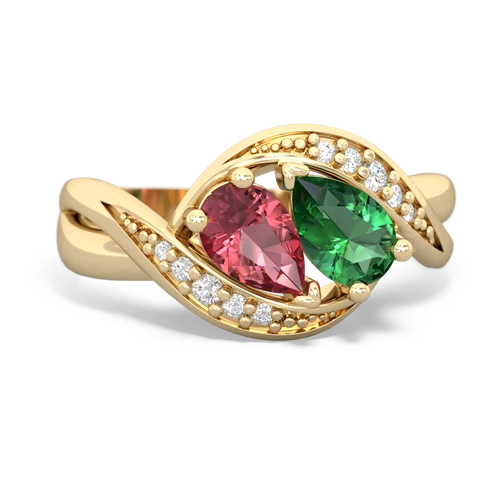 Pink Tourmaline Genuine Pink Tourmaline with Lab Created Emerald Summer Winds ring Ring