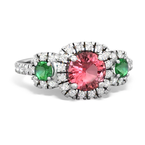 tourmaline-lab emerald three stone regal ring