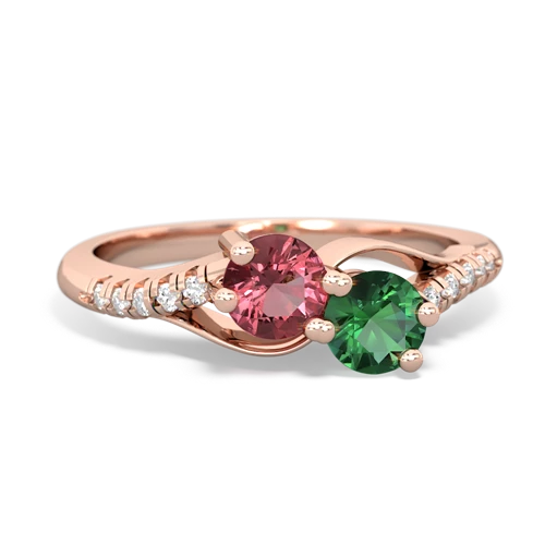 tourmaline-lab emerald two stone infinity ring