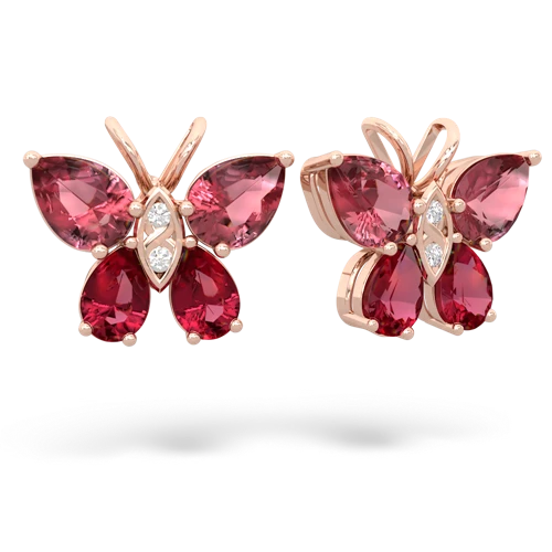 tourmaline-lab ruby butterfly earrings