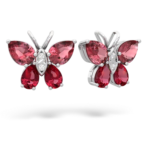 tourmaline-lab ruby butterfly earrings