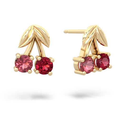 tourmaline-lab ruby cherries earrings