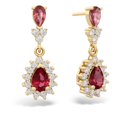 tourmaline-lab ruby dangle earrings