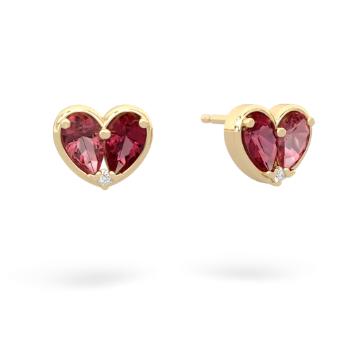 tourmaline-lab ruby one heart earrings