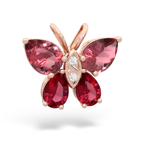 tourmaline-lab ruby butterfly pendant