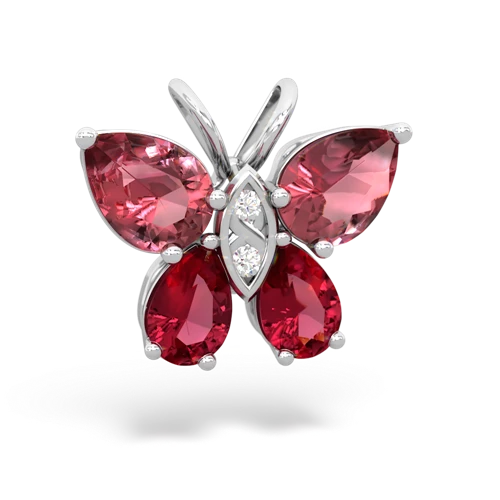 tourmaline-lab ruby butterfly pendant