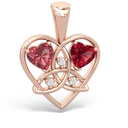tourmaline-lab ruby celtic heart pendant