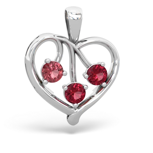 Pink Tourmaline Genuine Pink Tourmaline with Lab Created Ruby and Lab Created Ruby Glowing Heart pendant Pendant
