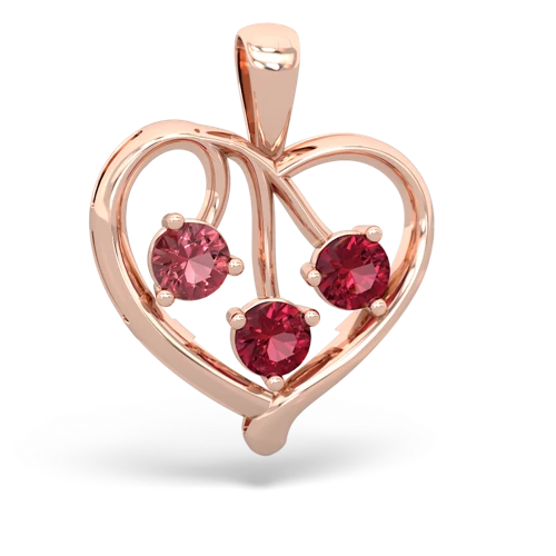 tourmaline-lab ruby love heart pendant