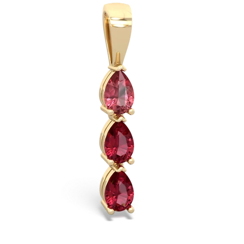 Pink Tourmaline Genuine Pink Tourmaline with Lab Created Ruby and Lab Created Ruby Three Stone pendant Pendant