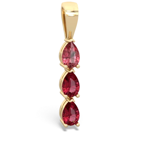 tourmaline-lab ruby three stone pendant