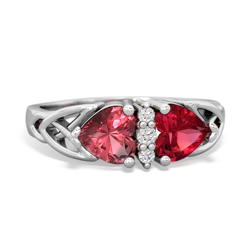 tourmaline-lab ruby celtic ring