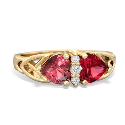 tourmaline-lab ruby celtic ring