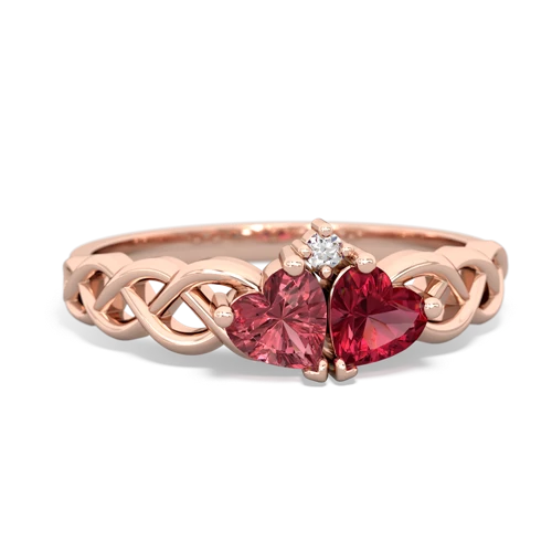 tourmaline-lab ruby celtic braid ring