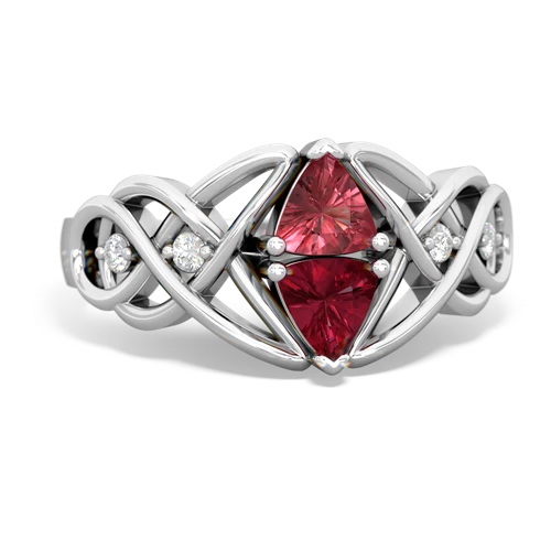 tourmaline-lab ruby celtic knot ring