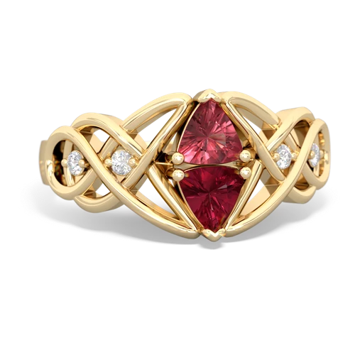 tourmaline-lab ruby celtic knot ring