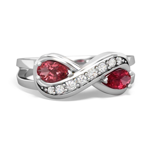tourmaline-lab ruby diamond infinity ring