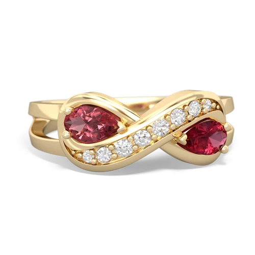 tourmaline-lab ruby diamond infinity ring