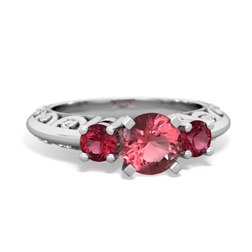 tourmaline-lab ruby engagement ring