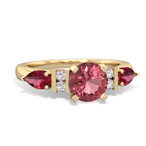 Pink Tourmaline Genuine Pink Tourmaline with Lab Created Ruby and Lab Created Ruby Engagement ring Ring