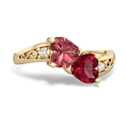 tourmaline-lab ruby filligree ring