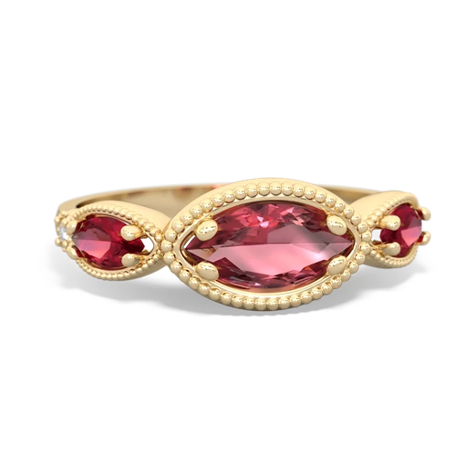 tourmaline-lab ruby milgrain marquise ring
