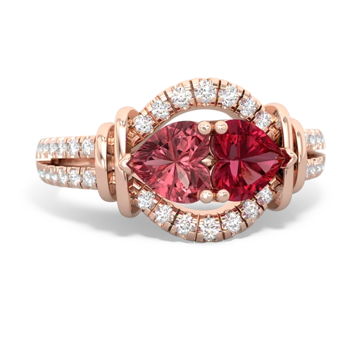 tourmaline-lab ruby pave keepsake ring