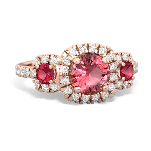 tourmaline-lab ruby three stone regal ring