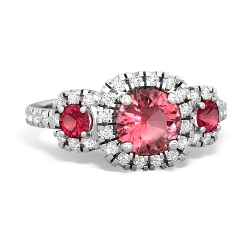 tourmaline-lab ruby three stone regal ring