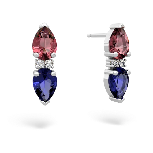tourmaline-lab sapphire bowtie earrings