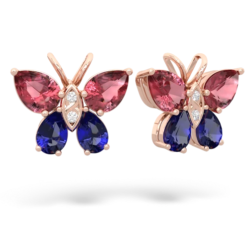 tourmaline-lab sapphire butterfly earrings