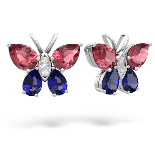tourmaline-lab sapphire butterfly earrings