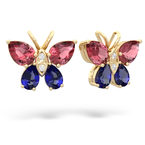 tourmaline-lab sapphire butterfly earrings