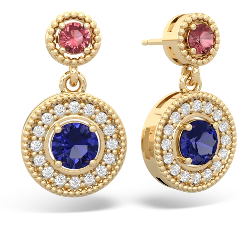 Pink Tourmaline Genuine Pink Tourmaline with Lab Created Sapphire Halo Dangle earrings Earrings