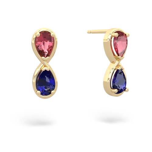 tourmaline-lab sapphire infinity earrings