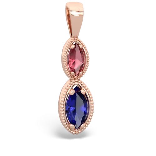 Pink Tourmaline Genuine Pink Tourmaline with Lab Created Sapphire Antique-style Halo pendant Pendant