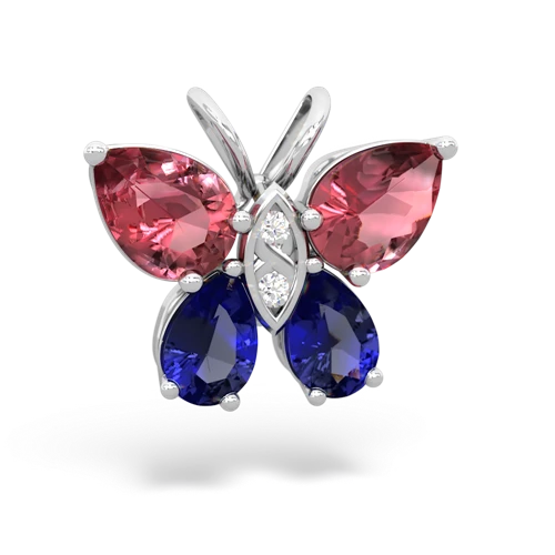 tourmaline-lab sapphire butterfly pendant